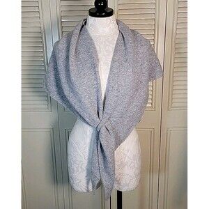 JC Sunny Gray Cashmere Blend Triangle Shawl Wrap with Loop Closure